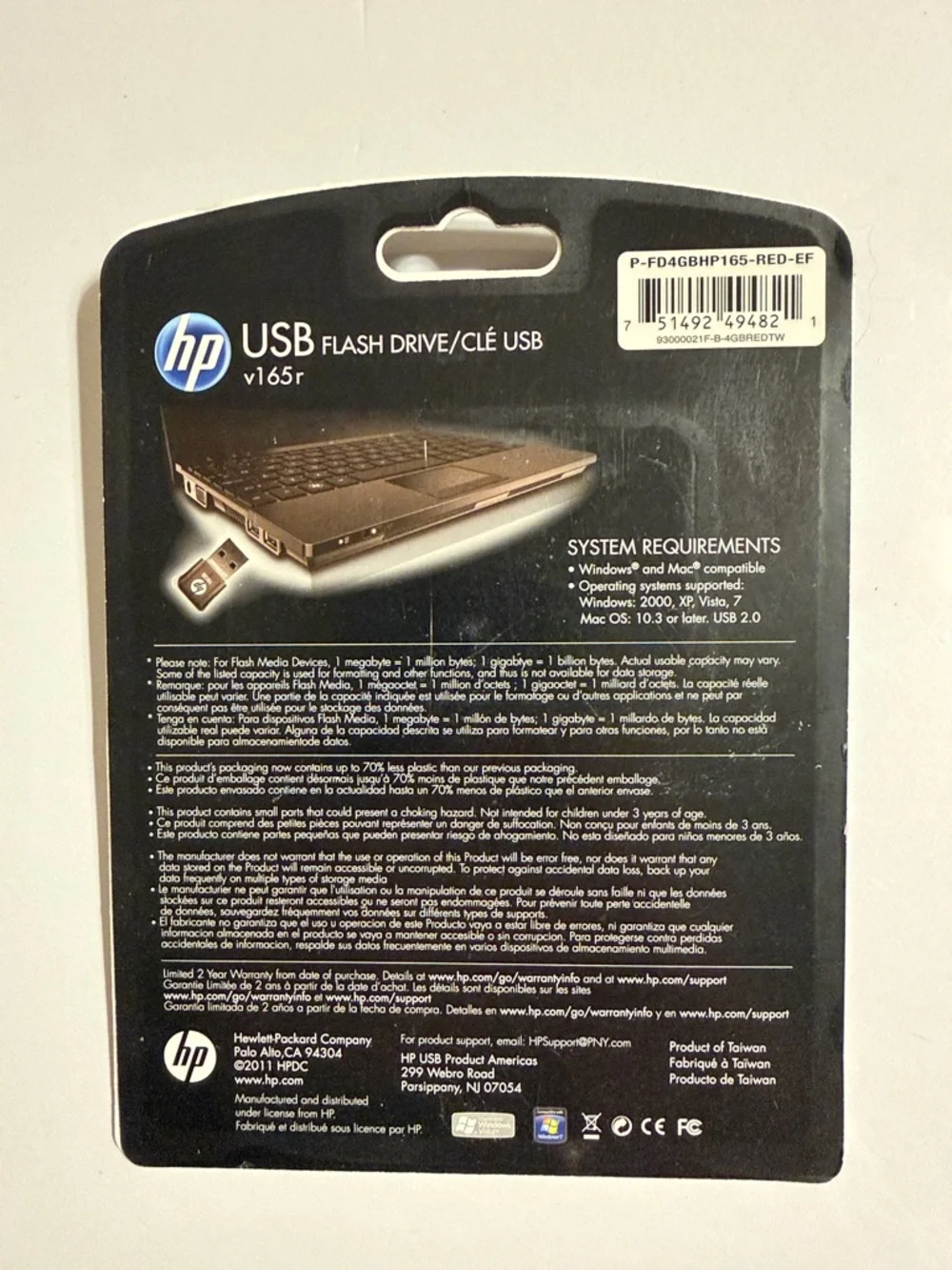 HP 4GB Red and Silver USB Flash Drive v165 Series